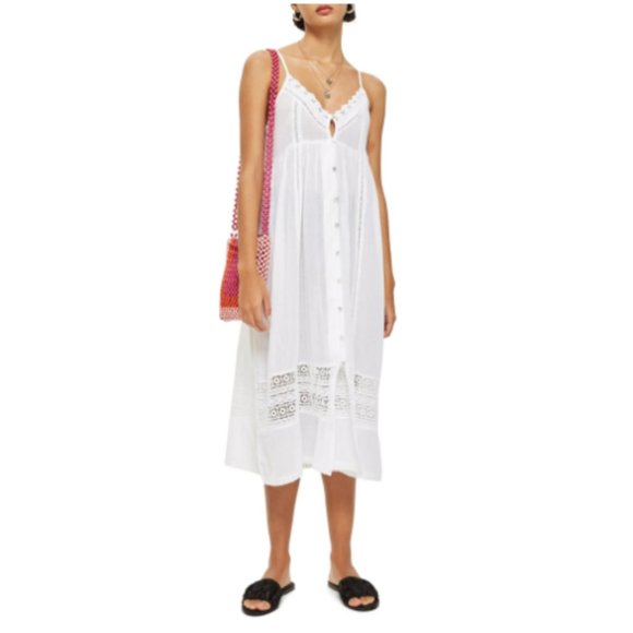 TOPSHOP Lace Frill Midi Dress - Picture 1 of 12